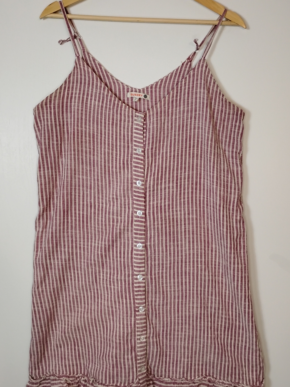 Sundry Striped Button-Front Slip Dress in Rose Pink